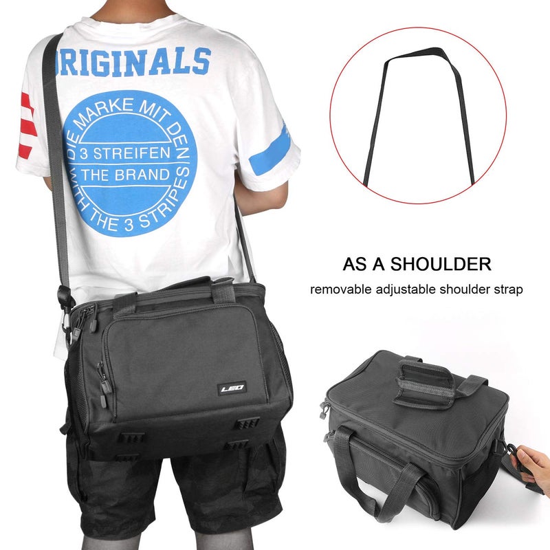 mouhike Fishing Tackle Bag Portable Crossbody Sling Pack Fly Fishing Tackle Box Bag Large Fishing Gear Storage Organizer for Travel Camping Hiking (Black) - Image 4